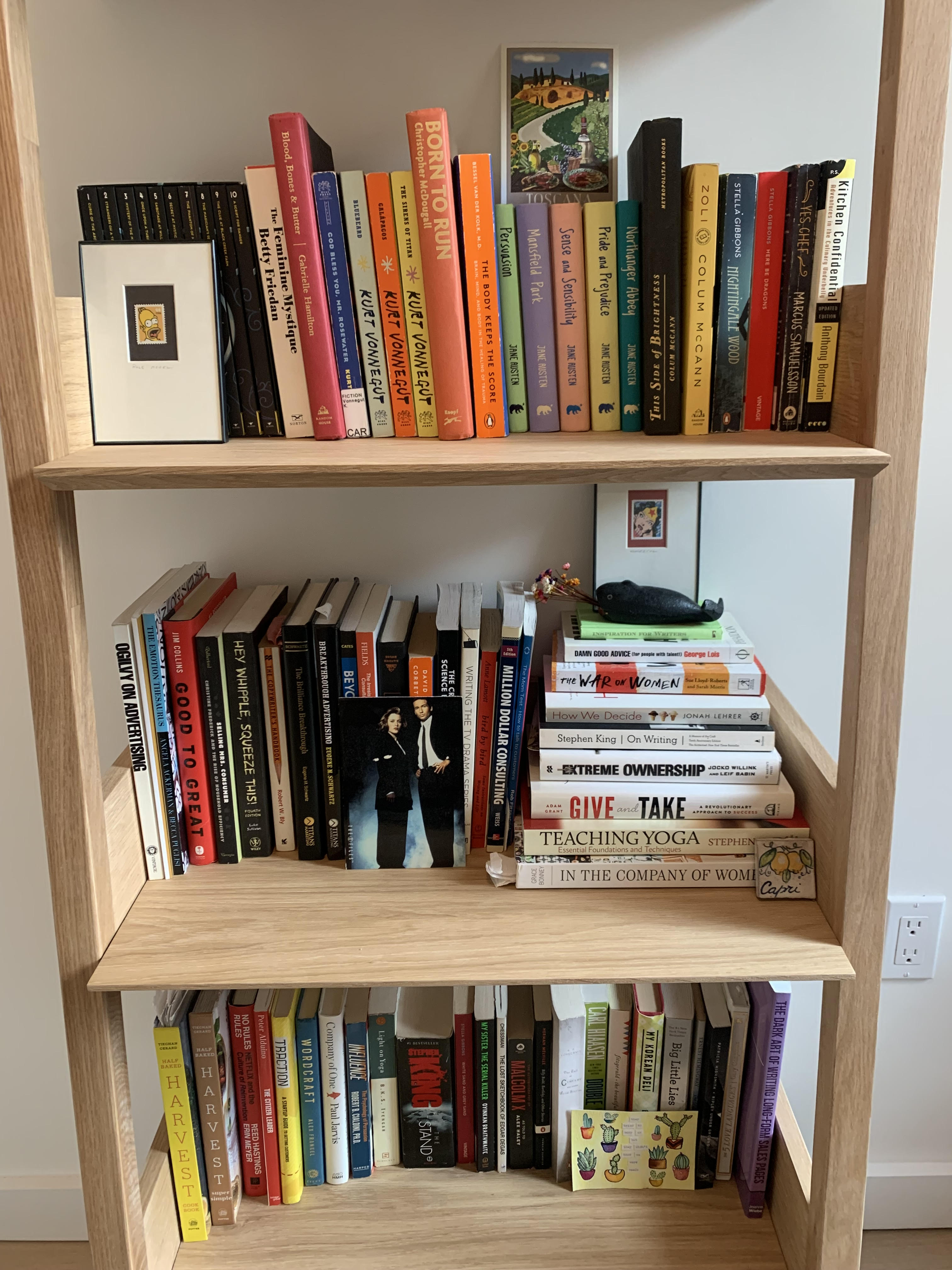A photo of conversion copywriter Annie Maguire's bookshelf