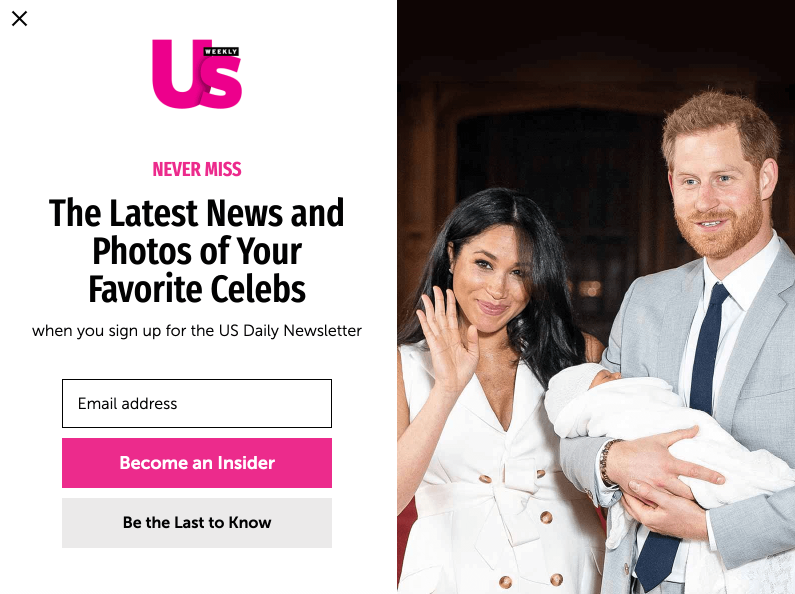 How to write effective email capture copy — example from Us Weekly
